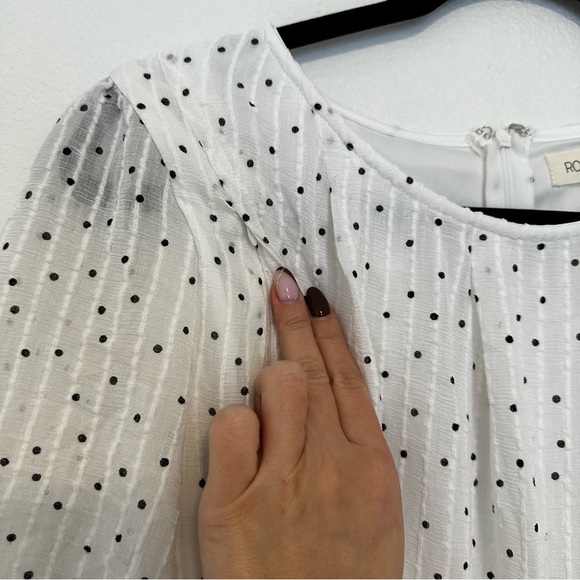 Roolee White Black Polka Dots Knee Length Dress Nursing Friendly Size L Women’s - Picture 13 of 16